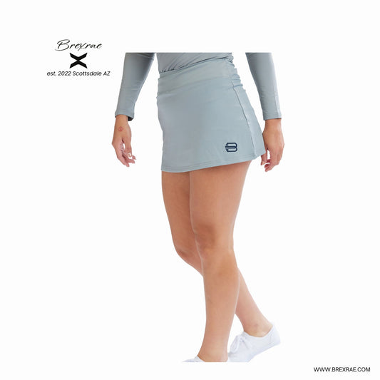X-Solid Silky Grey High-Waisted Skort