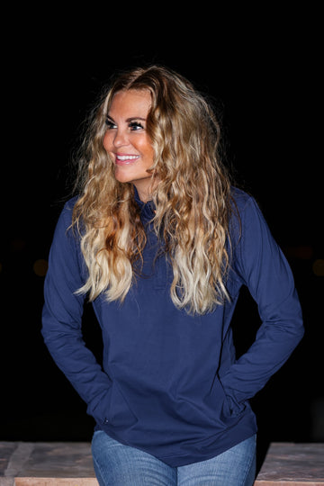 Navy Nylon Spandex Q Zip