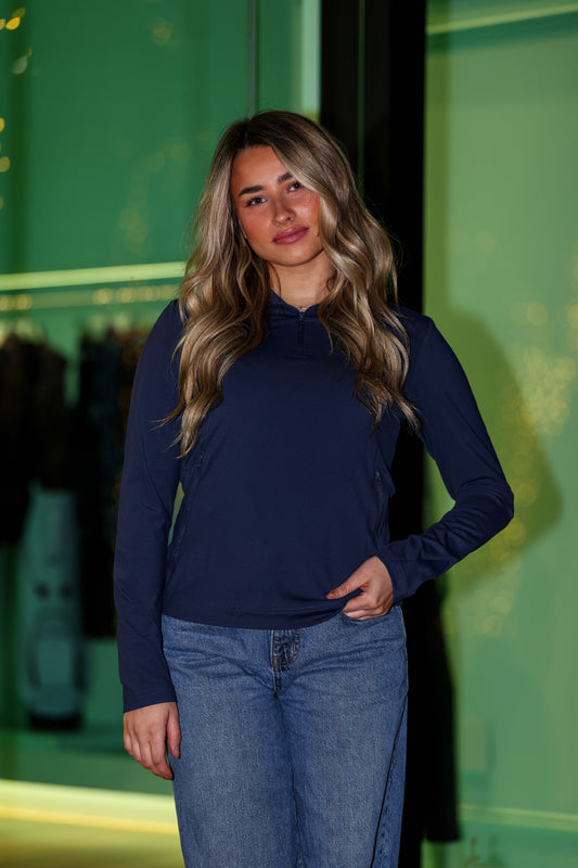 Navy Nylon Spandex Q Zip