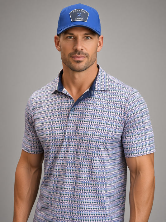 Dash Polo - Pink with Navy & Green
