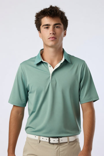 Sage Green Mesh Performance Polo