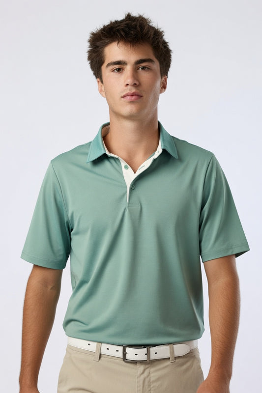 Sage Green Mesh Performance Polo